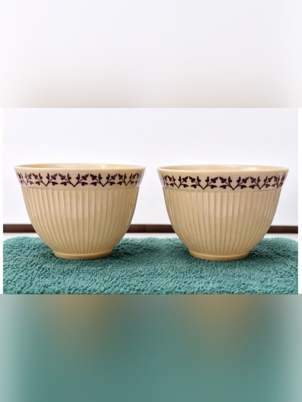 Paula Deen Pantryware Set of 2 Melamine Ramekins Condiment Bowls Cream Burgundy